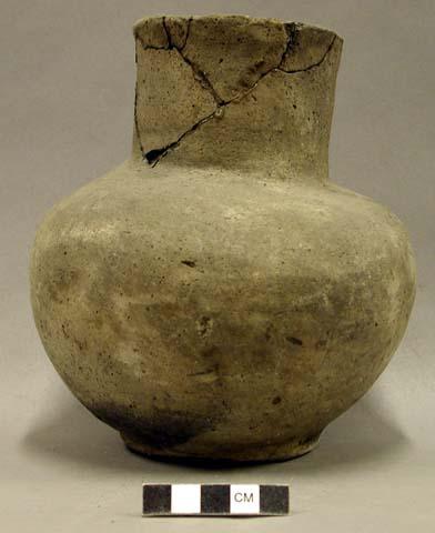 Ceramic jar, medium flared neck, plain, platform base.