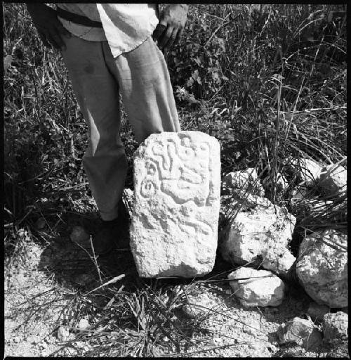 Sculpted stone at Lake Peten Itza