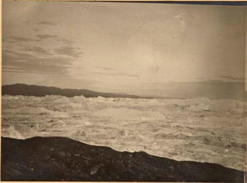 Panorama. Background - land on the other side of the fjord (about Claushawn)