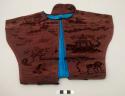 Maroon velvet brocade vest with scenes of daily life