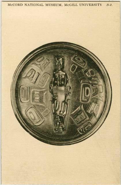 Ceremonial dish of slate with figures of man and woman