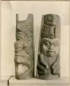 Two small totem poles; from American Museum of Natural History