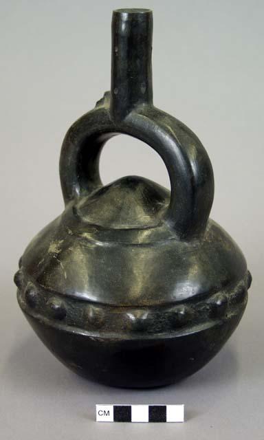 Jar, stirrup spout; black ware