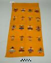 Tzute, women's multipurpose cloth, orange cotton with bands of human figures