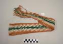 Belt, men's belt, white, pink and green with long braided fringes