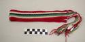 Belt, men's belt, red, white, blue, and green stripes with long braided fringes