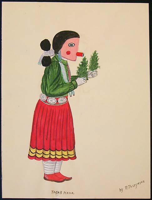 Painting of Navajo katsina girl (Tasap katcin-mana)