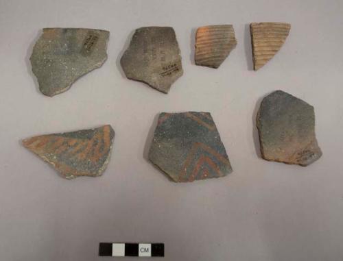 Rim sherds and body sherds, multiple vessels - Sweetwater red-on-gray