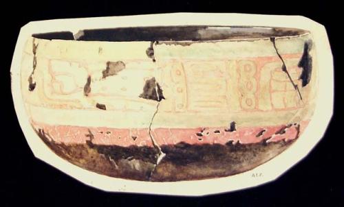 Watercolor: bowl; Uaxactun, Guatemala