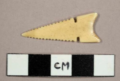 Cast, stone, projectile point, side-notched and serrated
