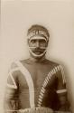 Studio Portrait of Port Essende Chief with Ritual Scarification and White Ochre Body Paint