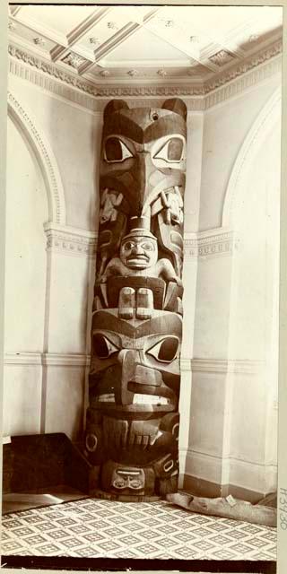 Haida totem pole from Massett photographed in B. C. Provincial Museum, Victoria.