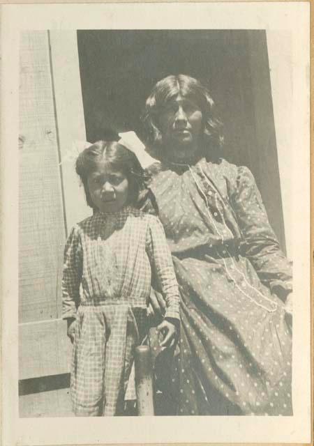 Mrs. Johnson, a Chukchansi woman, with a young girl