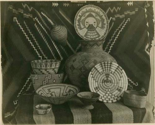 Baskets and blankets from private collection of L. W. Jenkins