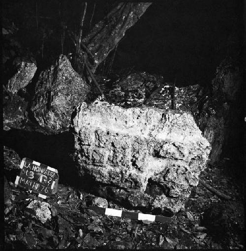 Fragments of Stela 3 at La Honradez