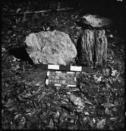 Fragments of Stela 3 at La Honradez