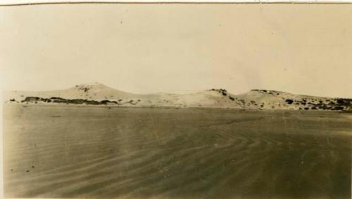 Panoramic view of the great middens at Sandy Cape