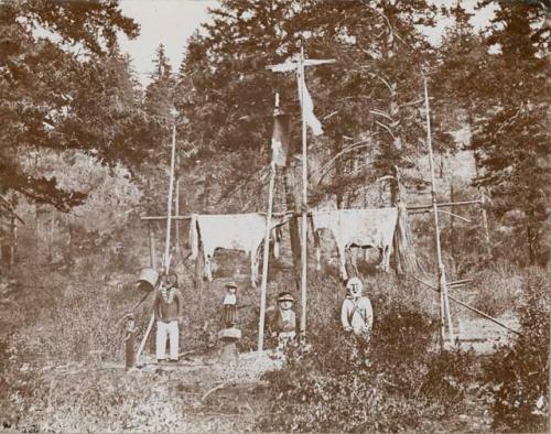 Graves near Lytton, depicting human effigy and animal skins