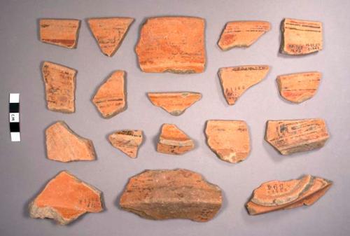 Ixcanrio Orange-polychrome Potsherds: Tikan Variety (Black paste)