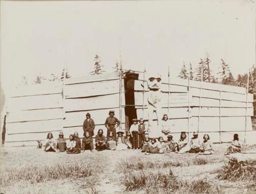 Mixed group of twenty two posing for picture at Comox, Vancouver Island