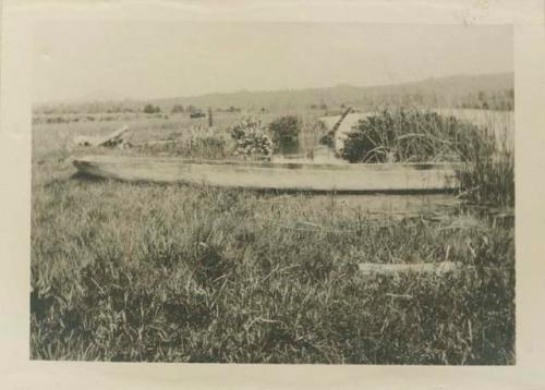 Shastan, Atzugew, or Hat Creek canoe, at Susie Buckskin's near Cassel, Calif.