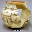 Jar, polacca polychrome style c. linear design. 20.0 x 23.3 cm.