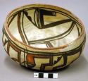 Bowl, polacca polychrome style c. int: linear design; ext: linear design. 8.6 x