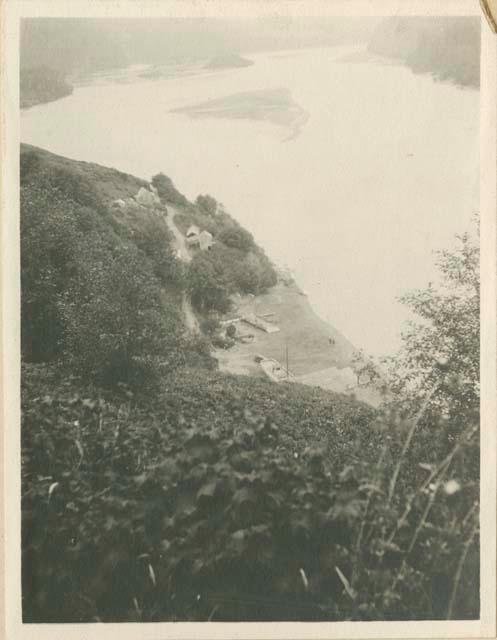 View of the mouth of the Klamath River from the top of a hill