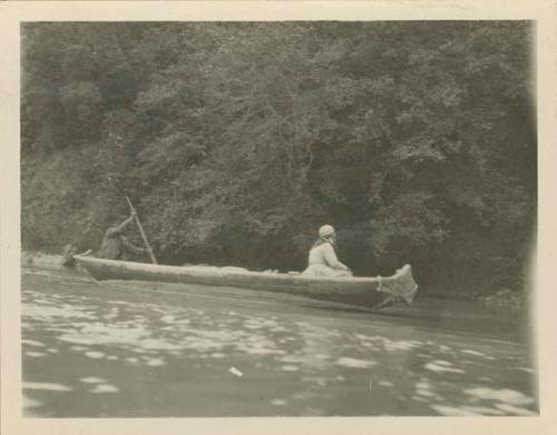 Old Bill and wife in canoe on Klamath River