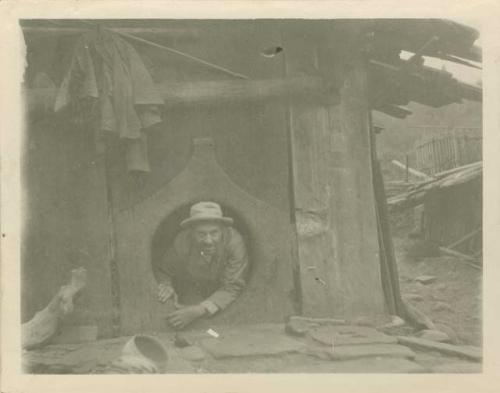 Carrol S. Hartman in old house at Johnson's ferry