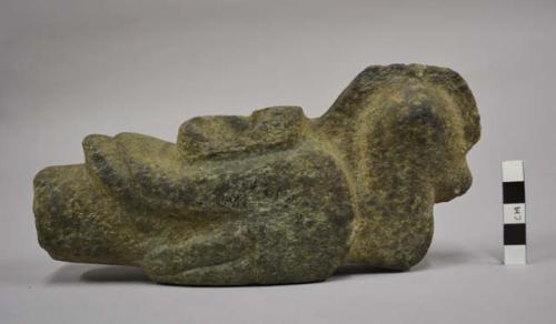 Ground stone, large animal effigy pipe