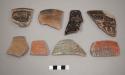 Ceramic sherds with incised decorative designs