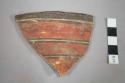 Ceramic rim sherd with polychrome linear design