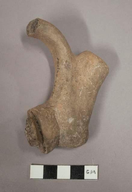 Pottery vessel spout, human head