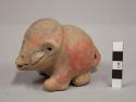 Pottery animal figurine, red ware rattle