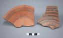 Aztec ware tripod dish fragments with wide flat legs