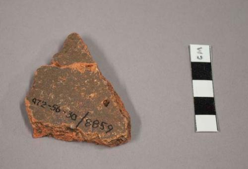 Mended pottery sherd, of the Savanne Plain variety, with no glaze or slip.