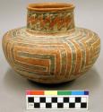 Ceramic vessel, short neck, polychrome exterior