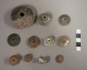 Plain pottery spindle whorls