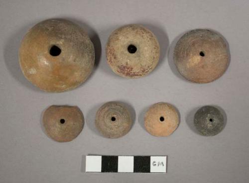 Plain pottery spindle whorls