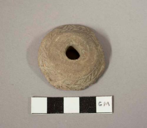 Molded pottery spindle whorl