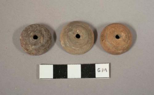 Plain pottery spindle whorls