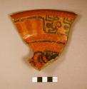 Ceramic rim sherd of bowl with painted designs