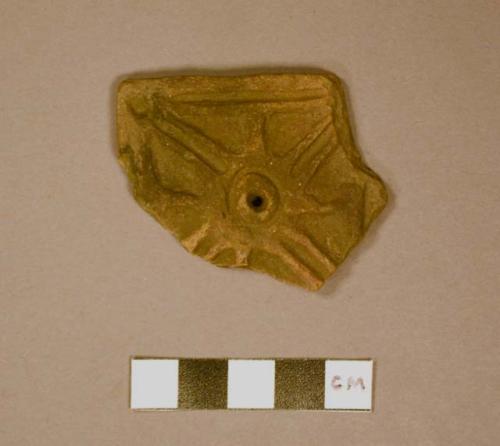 Portion of square pottery object