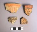 Ceramic sherds with carved exterior design