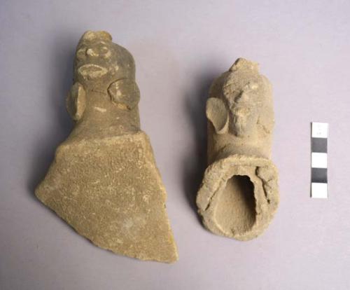 Pottery handle sherds (with molded faces) from suspension bowls- Type VIId