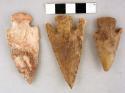 Chipped stone projectile points, corner-notched