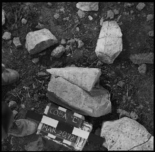 Fragments of Stela 18 at Coba