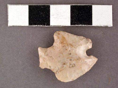 Chipped stone modified projectile point, bifurcate tip
