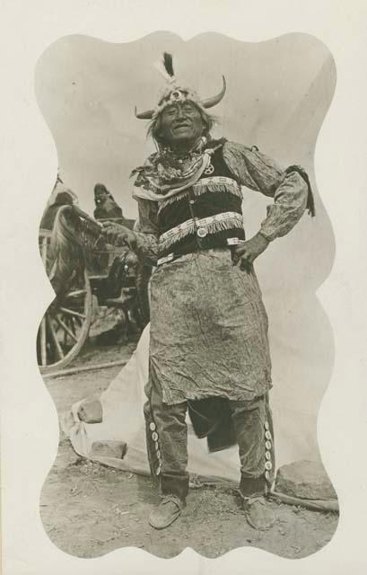 Jicarilla Apache Man wearing a horned hat